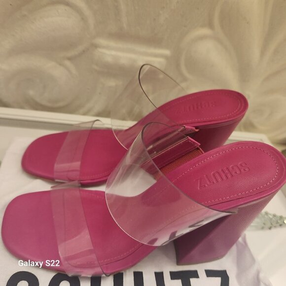 Schutz Pink Leather Block Heels. NWT. Size 8.5 - Picture 3 of 10